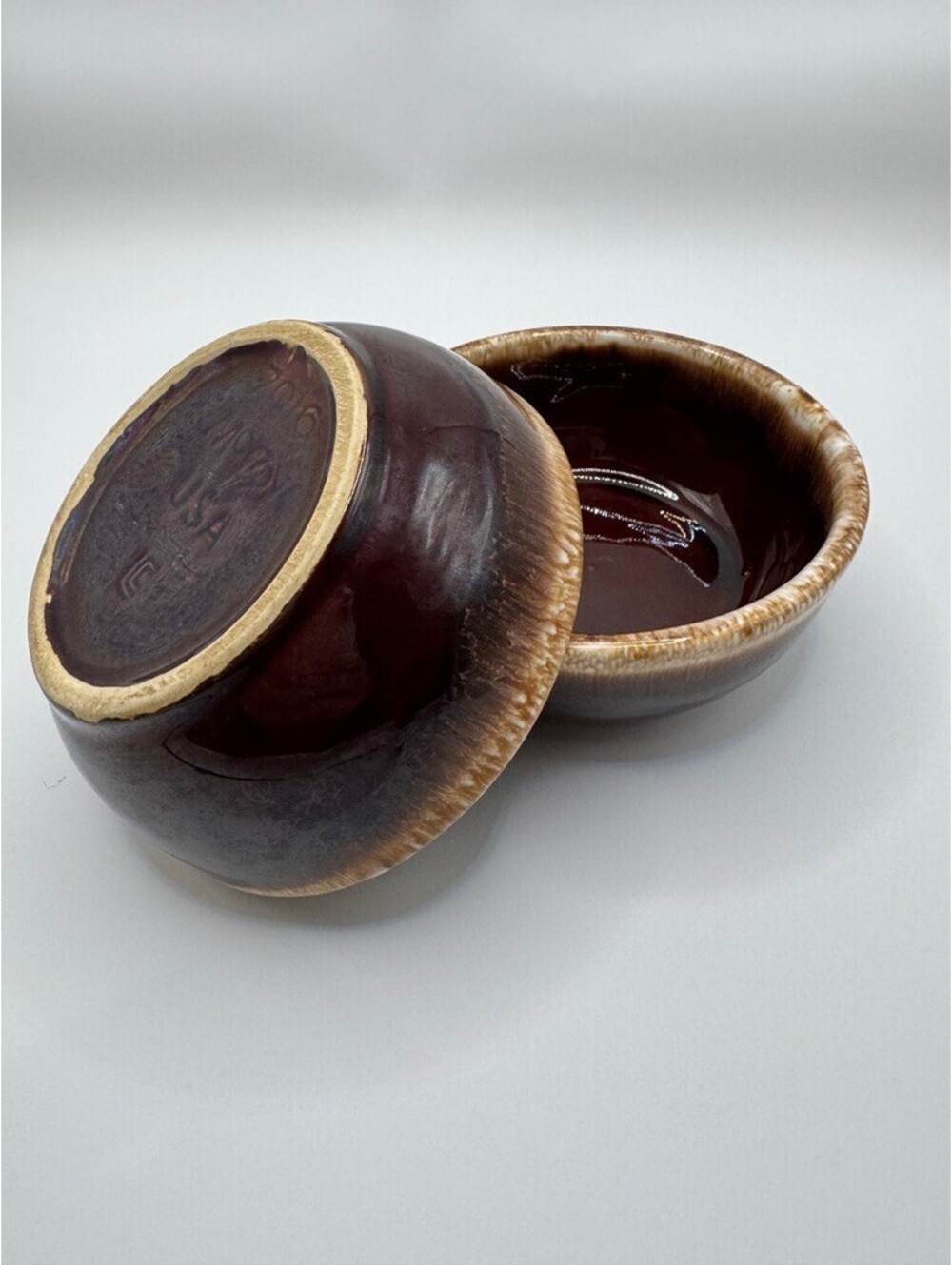 Vintage McCoy 7016 Brown Drip Glaze Bowls Set of 2